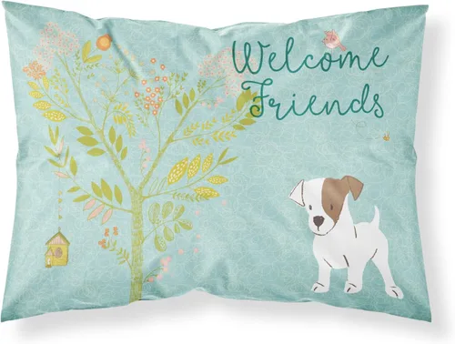 Vista 83 de Caroline's Treasures BB7625PILLOWCASE - Funda de almohada decorativa de tela con texto en inglés "Welcome Friends" Airedale Terrier estándar