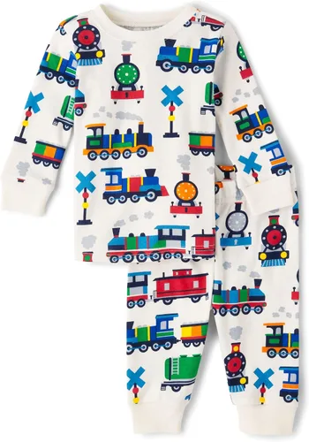 Vista 13 de The Children's Place - Conjunto de pijama de manga larga con botones para bebé niño, ajustado, 100% algodón, 2 piezas