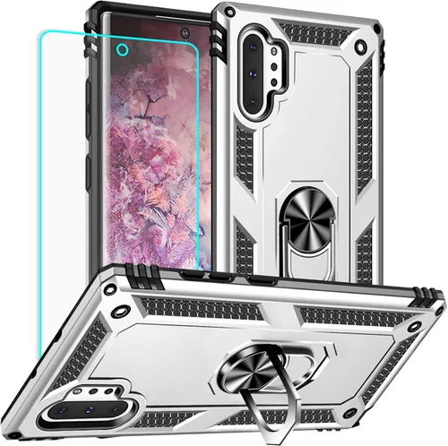 Vista 10 de Funda para Samsung Galaxy Note 10 Plus con protector de pantalla: [probada contra caídas de grado militar] Soporte de anillo a prueba de golpes