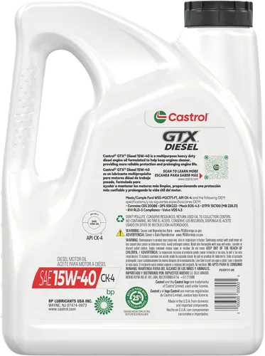 Vista 3 de Castrol GTX CK-4 15W-40 Aceite de motor diésel convencional 1 galón, paquete de 3