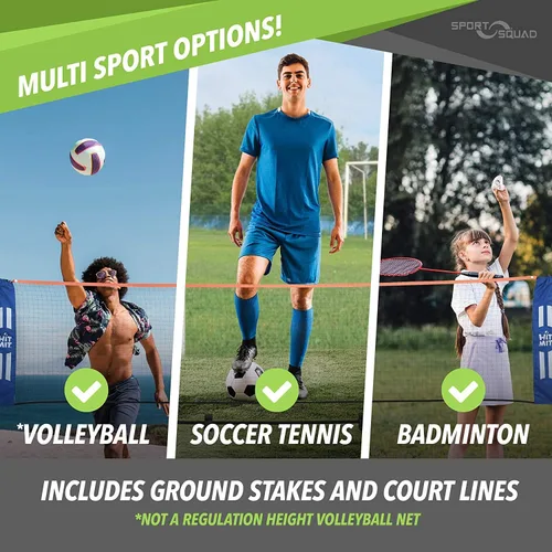 Vista 3 de JOOLA HIT MIT - Juego de red de bádminton portátil de altura ajustable - Red multideporte de competición para interior o exterior para jugar
