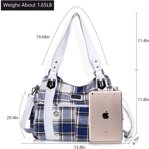 Vista 209 de Angel Barcelo - Bolsa de hombro amplia para mujer, diseño Hobo, cuero lavado