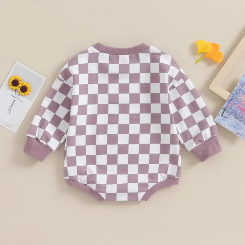 Vista 3 de Karuedoo Sudadera a cuadros para bebé niño y niña, mameluco de gran tamaño, manga larga, con burbujas, ropa neutra para otoño