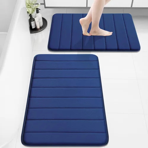 Vista 27 de Buganda Juego de 2 alfombras y tapetes de baño de espuma viscoelástica, lavables a máquina, suaves, antideslizantes, absorbentes, para baño, ducha