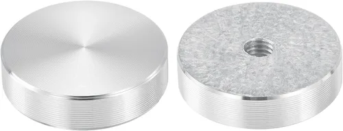 Vista 7 de uxcell M6 Rosca 0.787 in de diámetro de forma redonda de aluminio disco hardware 1pcs, aluminio círculo disco vidrio adaptador superior para mesa