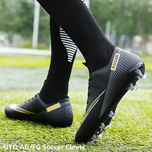 Vista 6 de Men's Soccer Shoes Football Cleats Outdoor High-Tops Lace-Up Non-Slip Spikes AGFG Boots