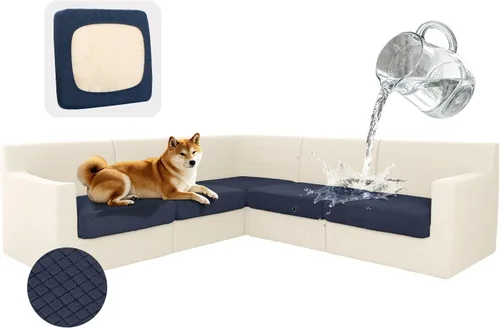 Vista 9 de ALIECOM Fundas 100% impermeables para sofá seccional esquinero en forma de L, fundas de cojín de jacquard elásticas para mascotas y perros