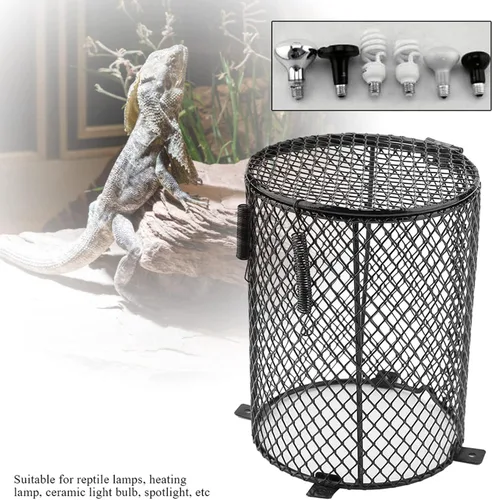 Vista 4 de Cubierta de lámpara de reptil, protector de calor para reptiles, protector de calor, cubierta antiquemaduras, jaula de malla, pantalla