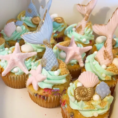 Vista 7 de Moldes de fondant con temática marina, 4 piezas, cola de sirena, concha, estrella de mar, para hornear, chocolate, moldes de silicona