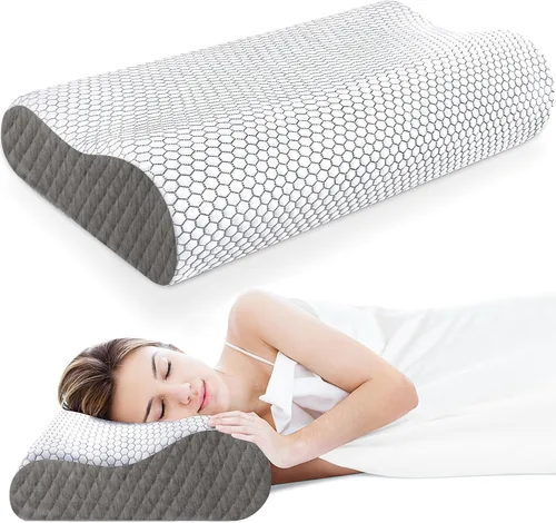 Vista 13 de CloudBliss Almohada cervical ergonómica para dormir, almohada cervical cervical para aliviar el dolor de cuello, almohada de espuma viscoelástica
