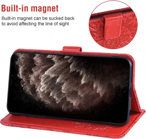 Vista 4 de Funda de teléfono para iPhone 11 Pro Max 6.5 con protector de pantalla de vidrio templado y funda de cuero con tapa para tarjetero, accesorios