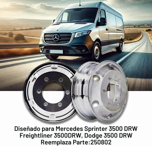 Vista 6 de UNIRACING 16 "x 5.5" para Sprinter 3500 Van Wheels 0.236x8.071 in llantas de aluminio forjado Mirro pulido Plata metálica; 1 unidad
