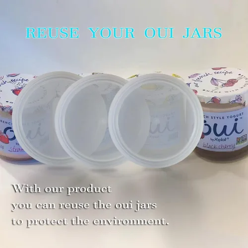 Vista 3 de Tapas para tarros de yogur compatibles con Oui, con etiquetas, plástico transparente, paquete de 12 12+1