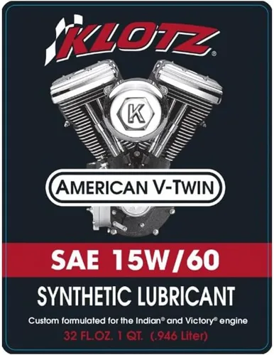 Vista 2 de Kit de cambio de aceite Klotz de 4 cuartos 15W-60 sintético para motocicleta Indian™ FTR