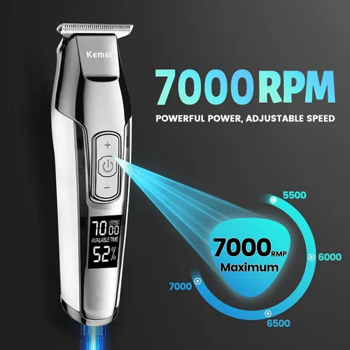 Vista 2 de KEMEI KM-5027 - Cortadora de pelo inalámbrica para hombres, recortadora de barba eléctrica profesional, kit de cortes de pelo de peluquería