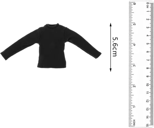 Vista 3 de Colaxi Camiseta de manga larga con figura de hombre a escala 1/12, ropa de muñeca en miniatura para figura de 6 pulgadas, color negro