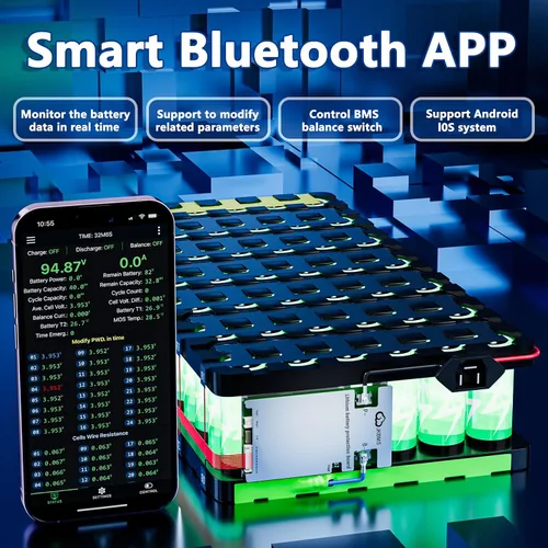 Vista 4 de JKBMS Smart BMS 4S-8S 100A 1A Active Balance Integrado Bluetooth con CAN RS485 PCB Placa de Protección de Batería para Paquete de Batería LiFePO4