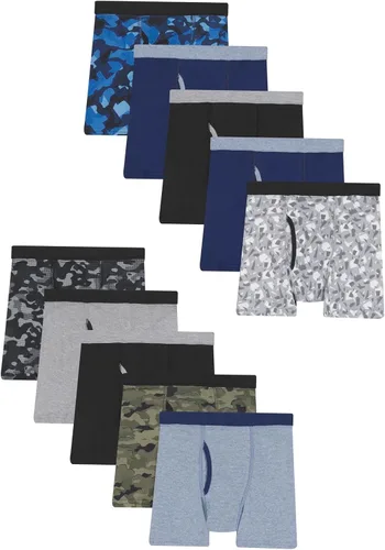 Vista 9 de Hanes Paquete de 8 o 12 calzoncillos tipo bóxer para niños, ropa interior elástica de algodón para niños y niños pequeños
