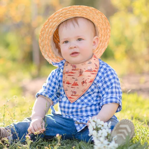 Vista 6 de VitalCozy - Babero tipo bandana para bebé de vaquero occidental, 4