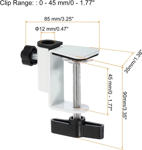 Vista 2 de PATIKIL Abrazadera de escritorio de 0.49 pulgadas de diámetro. Abrazadera de escritorio, base universal de abrazadera en C con tornillo ajustable