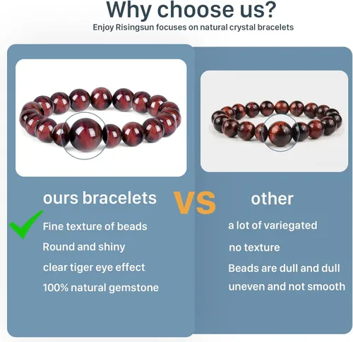 Vista 6 de Enjoy Risingsun Tiger Eye Bracelet men women,anti-anxiety, courage and determination bracelet & Red Bead Triple Protection Bracelet Jewelry Genuine
