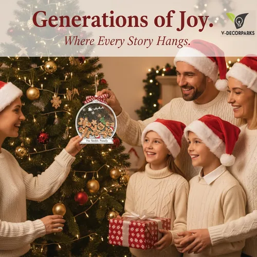 Vista 3 de Adornos de Navidad personalizados 2025 – Adornos personalizados de globo de nieve para familias de 2, 3, 4, 5, 6, 7, 8, 9 y 10 miembros, adorno