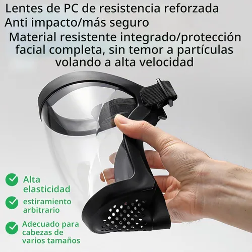 Vista 7 de Protector facial completo antivaho para moler y cortar, máscara de seguridad reutilizable con diadema ajustable, visera transparente de visión