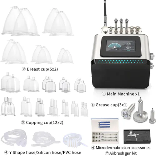 Vista 8 de MYSWEETY Máquina de terapia al vacío, juegos de terapia de ventosas 3 en 1, máquina profesional para el cuidado de la piel facial con pistola