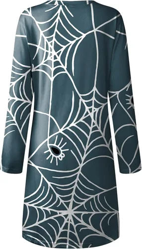 Vista 4 de UODSVP Vestidos de Halloween para mujer con estampado casual holgado manga larga disfraz