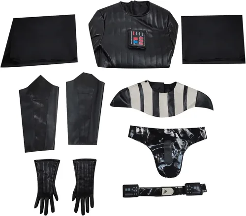Vista 7 de Disfraz de Darth para niños, traje de cosplay de lujo, uniforme de Vader, conjunto completo de capa, traje de fiesta de Halloween