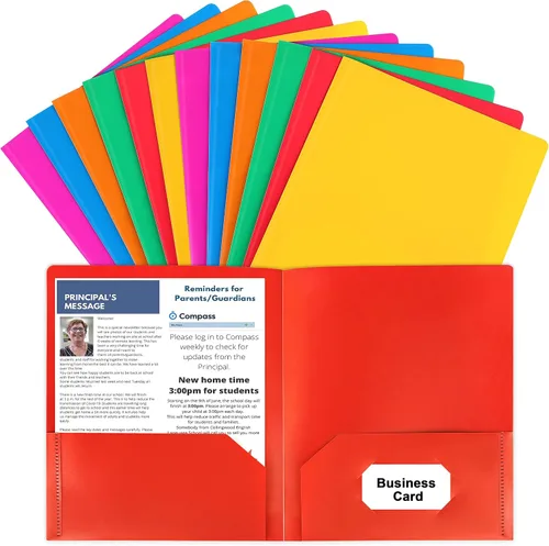 Vista 10 de 5 carpetas de archivos con bolsillos, carpetas de archivos de color papel para documentos