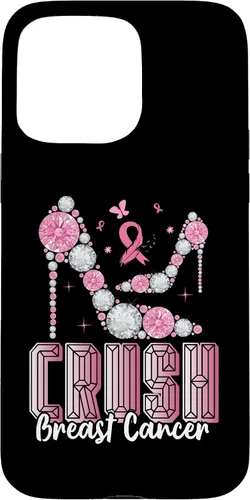 Vista 28 de iPhone 16 Crush Breast Cancer High Heels Bling Cancer Awareness Case