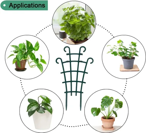 Vista 6 de UWIOFF Paquete de 12 enrejados para plantas en maceta, enrejado de jardín para plantas trepadoras, mini plantas trepadoras, macetas de enrejado