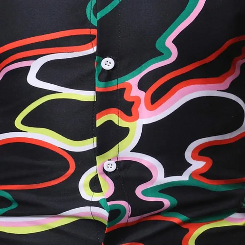 Vista 5 de Alalaso - Camisa de manga larga para hombre, de algodón, con botones, estilo étnico vintage, estampada