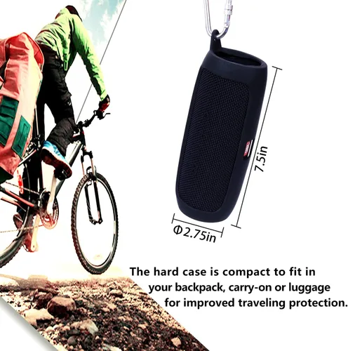 Vista 4 de LTGEM - Funda de silicona compatible con JBL FLIP 5 Altavoz Bluetooth portátil impermeable, carcasa rígida, bolsa de almacenamiento de transporte