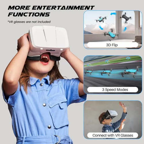 Vista 5 de SIMREX X300C Mini Drone con Cámara 720P HD FPV, Cuadricóptero a Control Remoto Plegable con Mantenimiento de Altitud, Flip 3D, Modo Sin Cabeza
