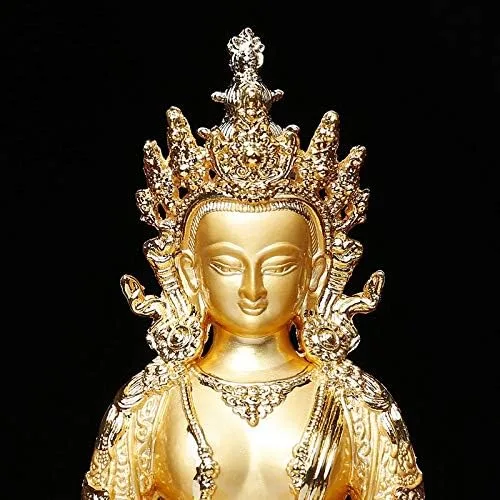 Vista 3 de Longevity/Amitayus 5 pulgadas Eficaz Tranic Oro Buda Aleación Metal Budista Proveedores Hogar Oficina Decorar Estatua Artesanía Regalo Novedad