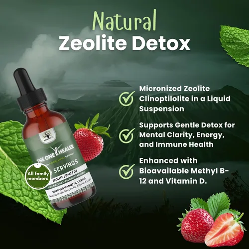 Vista 4 de The One Healer Zeolite Detox para niños y adultos, gotas de zeolita pura con metilo B12 y vitamina D3 para desintoxicación de metales pesados