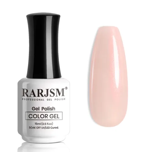 Vista 46 de RARJSM Esmalte de uñas en gel color albaricoque, dorado con brillantina, neutro, transparente, color nude, esmalte de gel para remojar para remojar