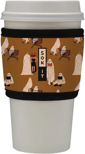Vista 165 de Sok It HotSok Coffee & Tea - Funda de neopreno con aislamiento reutilizable (floral abstracto)
