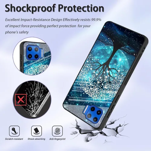 Vista 227 de Funda para Motorola Moto Edge 2022, cubierta trasera de vidrio templado con protector de pantalla, funda protectora a prueba de golpes para Motorola