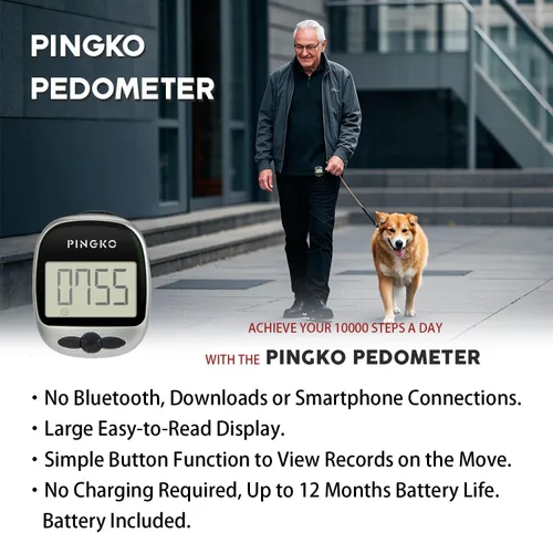 Vista 8 de PINGKO Podómetro portátil multifunción para exteriores, deportes, cuenta pasos/calorías/distancia