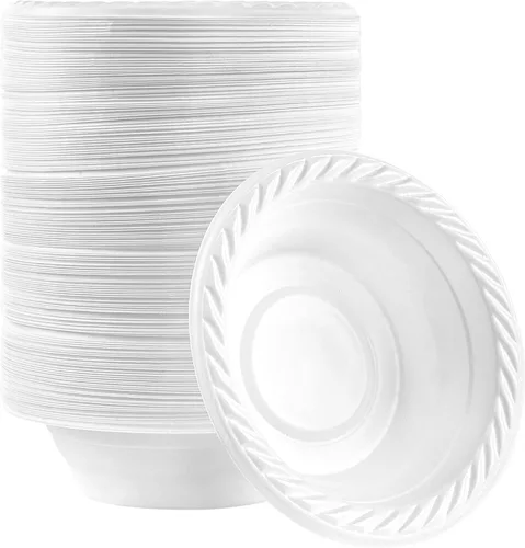 Vista 17 de PLASTICPRO Platos redondos de plástico de 7 pulgadas para microondas, desechables, color blanco, vajilla de 100
