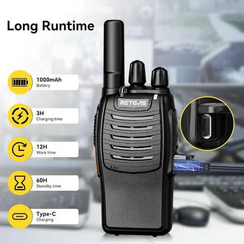 Vista 9 de Retevis H-777 Walkie Talkies para adultos, radio de 2 vías de largo alcance con auriculares, cargador de múltiples bandas de 10 vías, radios