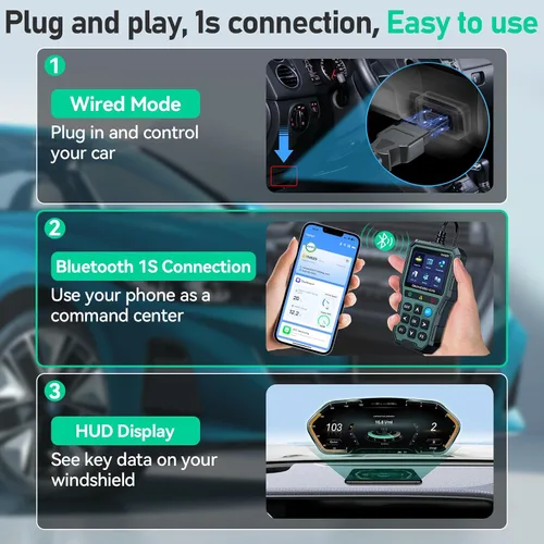 Vista 2 de AMTIFO Herramienta de diagnóstico Bluetooth con escáner OBD2, compatible con iOS/Android, datos en tiempo real, probador de batería, Plug and Play