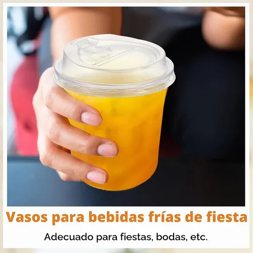 Vista 5 de Baderke Juego de 100 vasos desechables de plástico transparente de 12 onzas con tapas, tazas de café helado de fondo redondo con tapa para batidos