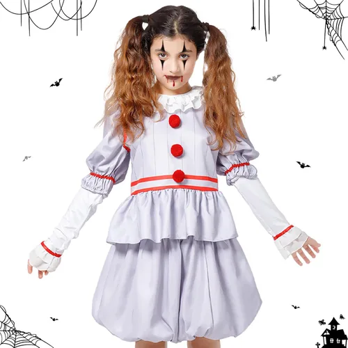 Vista 6 de Ropa de juego para niñas, disfraz de payaso para niñas, fiesta de disfraces de Halloween, globos incluidos