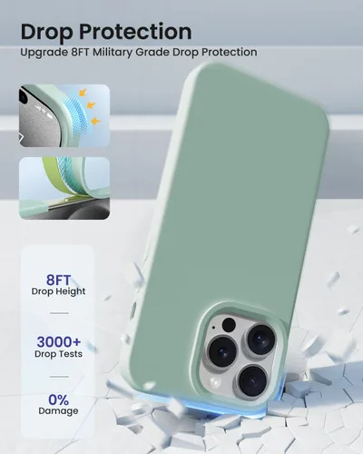Vista 4 de Funda de silicona líquida delgada para iPhone 15 Pro, funda protectora a prueba de golpes de 6.1 pulgadas, protección antiarañazos contra caídas