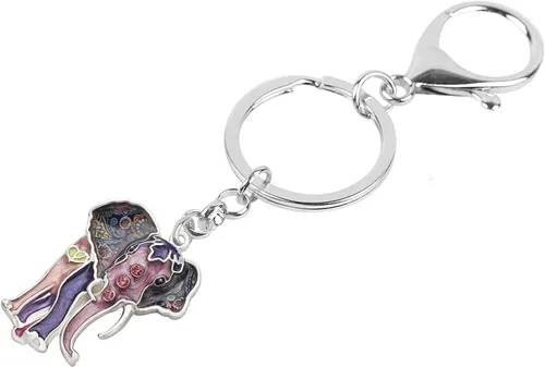 Vista 3 de BAMAY Llaveros de elefante africano de aleación esmaltada, animales de la selva, monedero, llaveros para regalos para mujeres y niñas