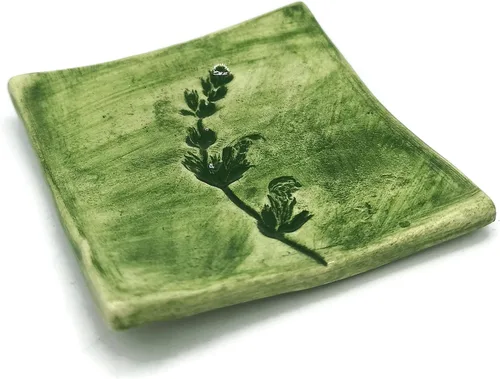 Vista 27 de Clay Ring Dish, Small Square Handmade Ceramic Trinket Dish, Small Tealight Candle Holder, Teabag Holder (Aquarius)